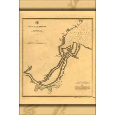 24"x36" Gallery Poster, map Mouths of Roanoke River North Carolina 1864