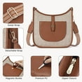 thumbnail image 3 of Crossbody Bags for Women 2PCS Vegan Leather Hobo Purses Wallet Set Shoulder Handbags With Wide Shoulder Strap, 3 of 7