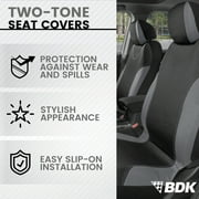 BDK UltraSleek Gray Seat Covers for Cars, Two-Tone Front Seat Covers with Matching Back Car Seat Cover, Made to Fit Most Auto Truck Van SUV, Interior Car Accessories, Car Seat Covers Full Set