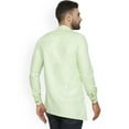 thumbnail image 4 of eloria Indian Traditional Lime Green Thread Work Solid Cotton Blend Kurta For Men's, 4 of 6