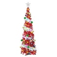 thumbnail image 2 of Christmas Tree with Lights Tinsel Christmas Tree Decoration Artificial Christmas Tree 4.92FT Foldable Pencil Tinsel Christmas Tree With Ball & Light for Xmas Home Office Party Decor, 2 of 9