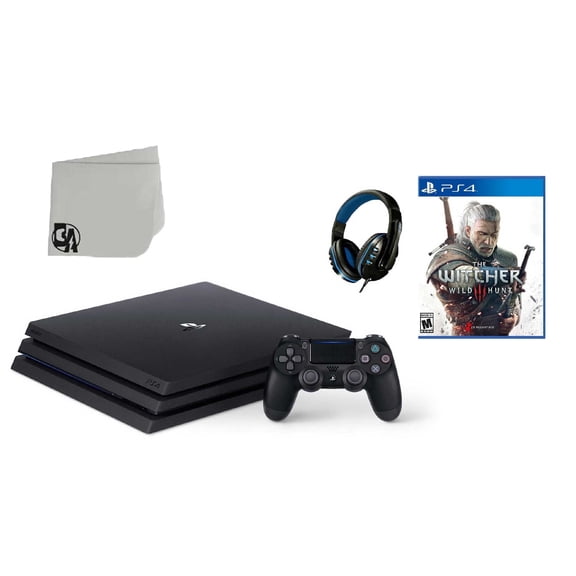 Pre-Owned Sony PlayStation 4 PRO 1TB Gaming Console Black with The Witcher 3 Wild Hunt BOLT AXTION Bundle