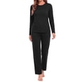 thumbnail image 3 of MOSHU Womens Pajama Sets Two Piece Thermal Underwear for Women Crew Neck Long Sleeve Tops and Leggings Lounge Sets, 3 of 12