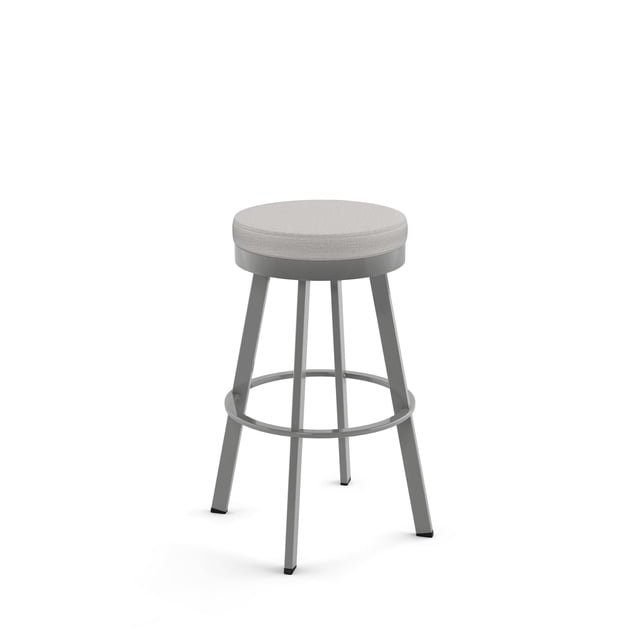 Amisco Swice Tabouret de Bar Pivotant de 30 Po - Polyester Gris Pâle / Métal Gris Lustré