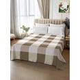 thumbnail image 2 of Brown Plaid Flat Sheets Only California King Size, Soft Breathable Bed Top Sheets for Mattress, Spring Summer Farmhouse Buffalo Checkered Bedding Flat Sheets for Home Hotel Bedroom Bed Protection, 2 of 9