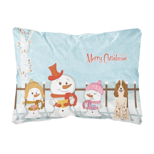 Caroline's Treasures BB2362PW1216 Merry Christmas Carolers - Almohada decorativa de tela de lona de perro de aguas ruso, 12 H x 16 W, multicolor Caroline's Treasures BB2362PW1216