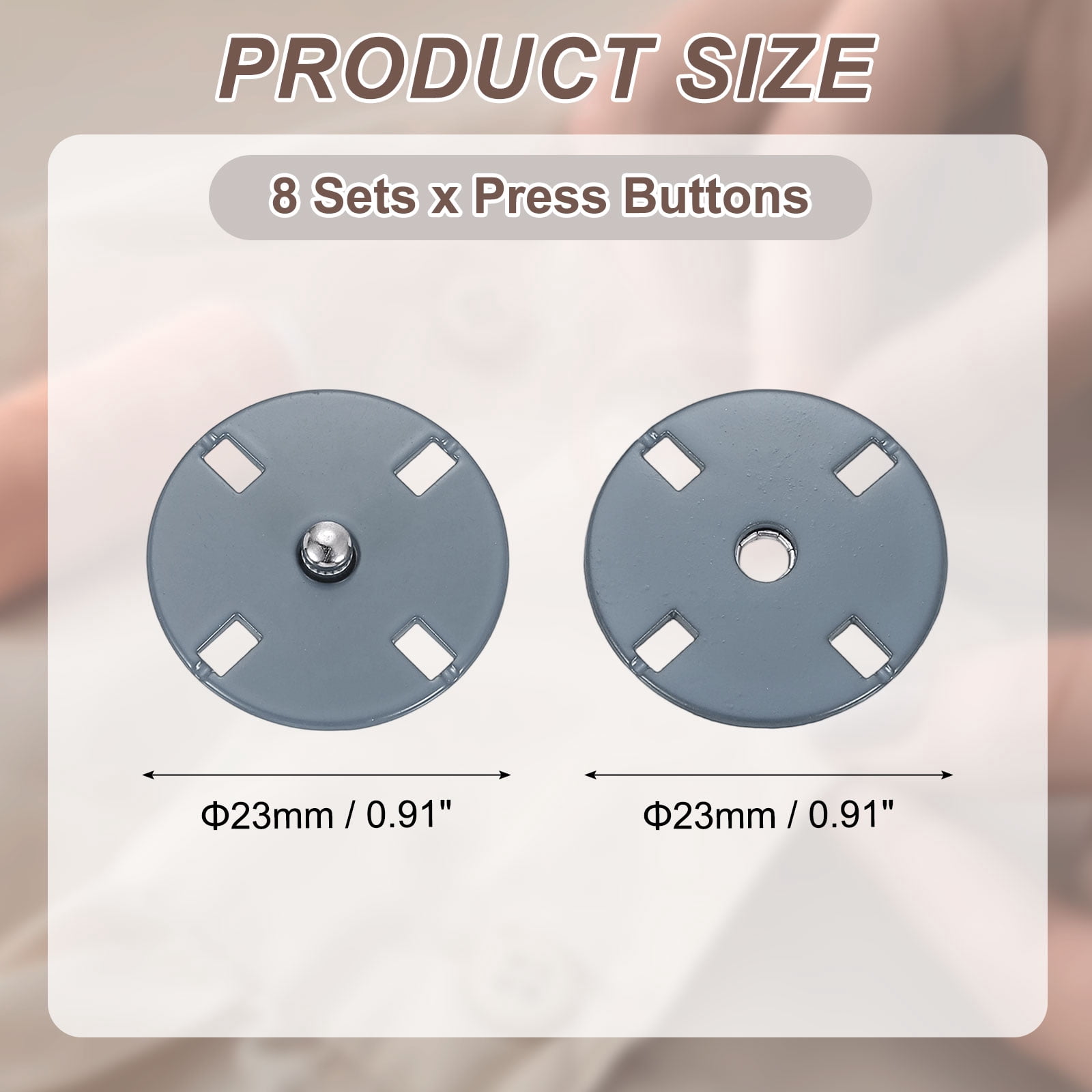 8 Sets Sewing Snap Buttons, 23mm Invisible Press Studs Buttons Sew