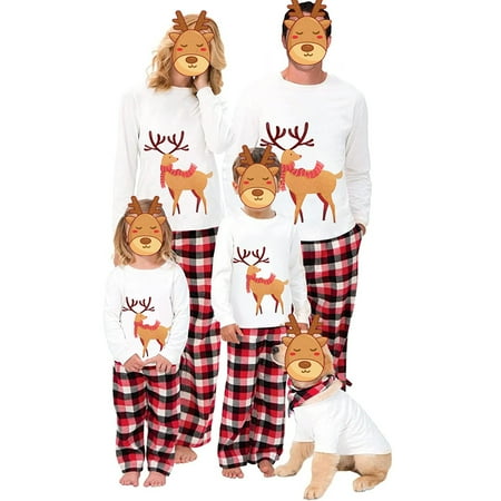 

Inevnen Family Matching Christmas Pyjamas Set Reindeer PJS Xmas Sleepwear Nightwear for Mens Womens Adults Kids