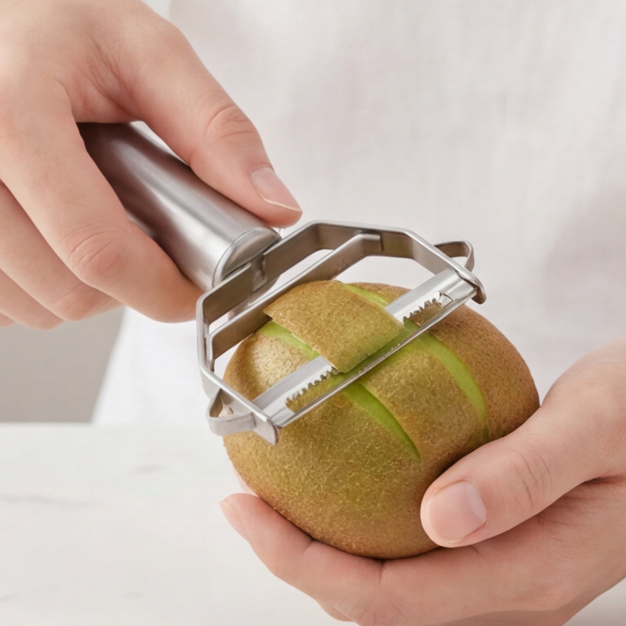 Unique Bargains Stainless Steel 3 in 1 Vegetable Peeler with Handle Silver 6.9x3.3 inch