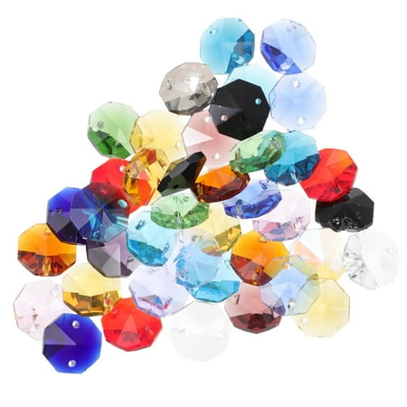 ifundom 40pcs Glass Crystal Double Hole Octagonal Beads Glass Crystal Pendants for Decor