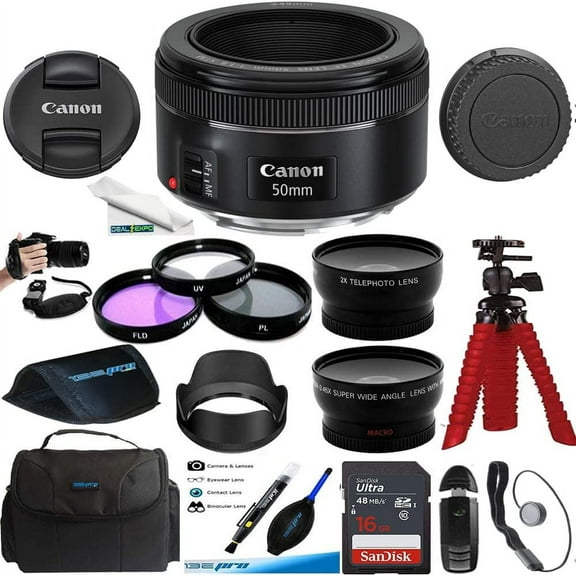 Canon EF 50mm f/1.8 STM Lens Expo PRO Accessories Bundle Includes (17PCS)