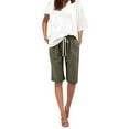 thumbnail image 1 of Women's Summer Solid Color Linen Drawstring High Waist Shorts Plus Size with Pockets, 1 of 5