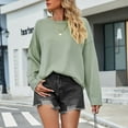 thumbnail image 4 of Lovskoo Sweaters for Women Casual Loose Long Sleeve Knitting Round Neck Sweater Blouse Tops Green, 4 of 8