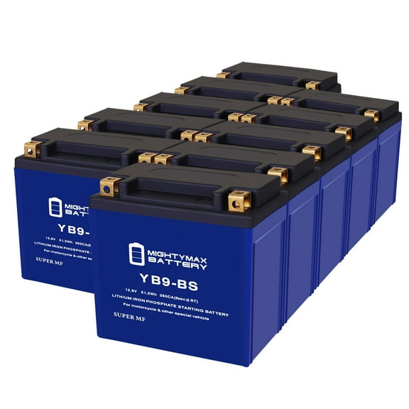 YB9-BS Lithium Replacement Battery Compatible with Gilera 125 KK, KZ E-Starter All Years - 10 Pack