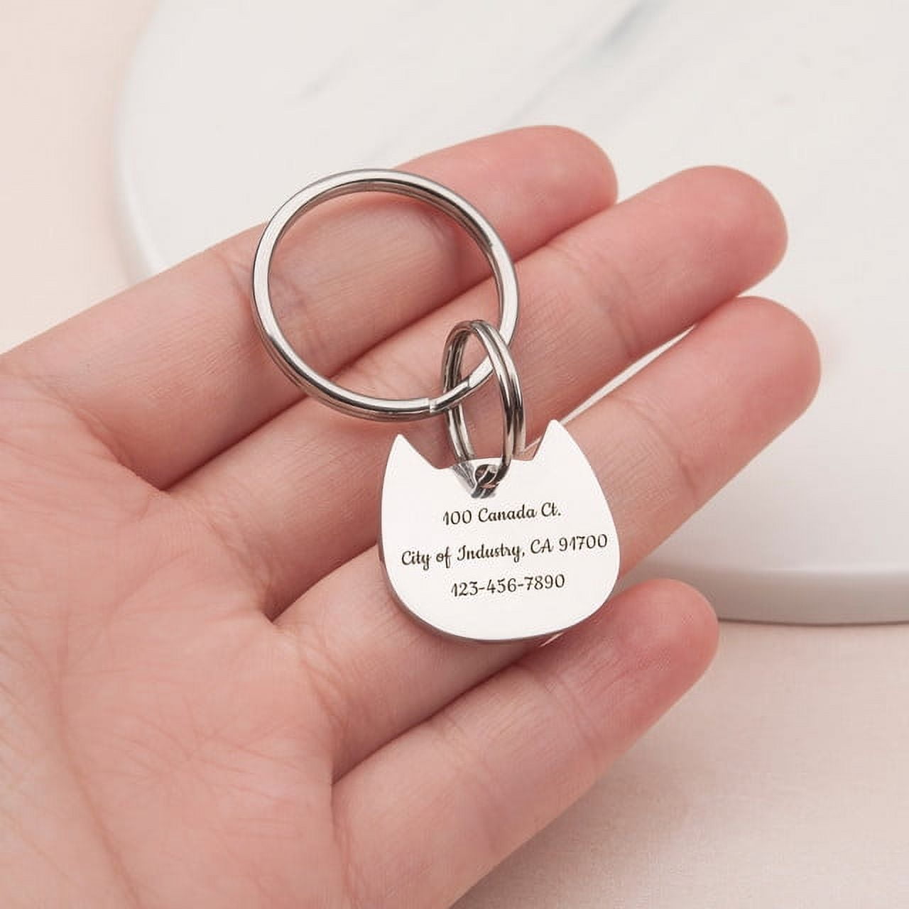 Anavia Stainless Steel Kitten Head Name and Icon Engraved Dog & Cat ID Tag, Rose Gold