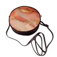 thumbnail image 3 of Leather Shoulder Round Bag 7.1×2.36in Fashion Casual Crossbody Bag Shoulder Bag For Work Travel Business Shopping Date Orange And Red Gold Marble, 3 of 5