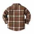 thumbnail image 4 of Shldybc Toddler Boys Girls Flannel Shirt Jacket Plaid Jacket Long Sleeve Lapel Button Down Shacket Fall Shirt Coat Outwear( Brown, 3-6 Months ), 4 of 9