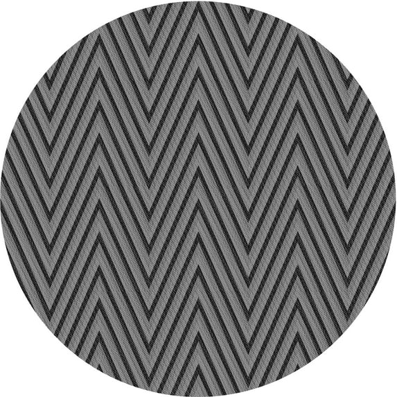 Ahgly Company Machine Washable Indoor Round Transitional Iridium Black Area Rugs, 4' Round