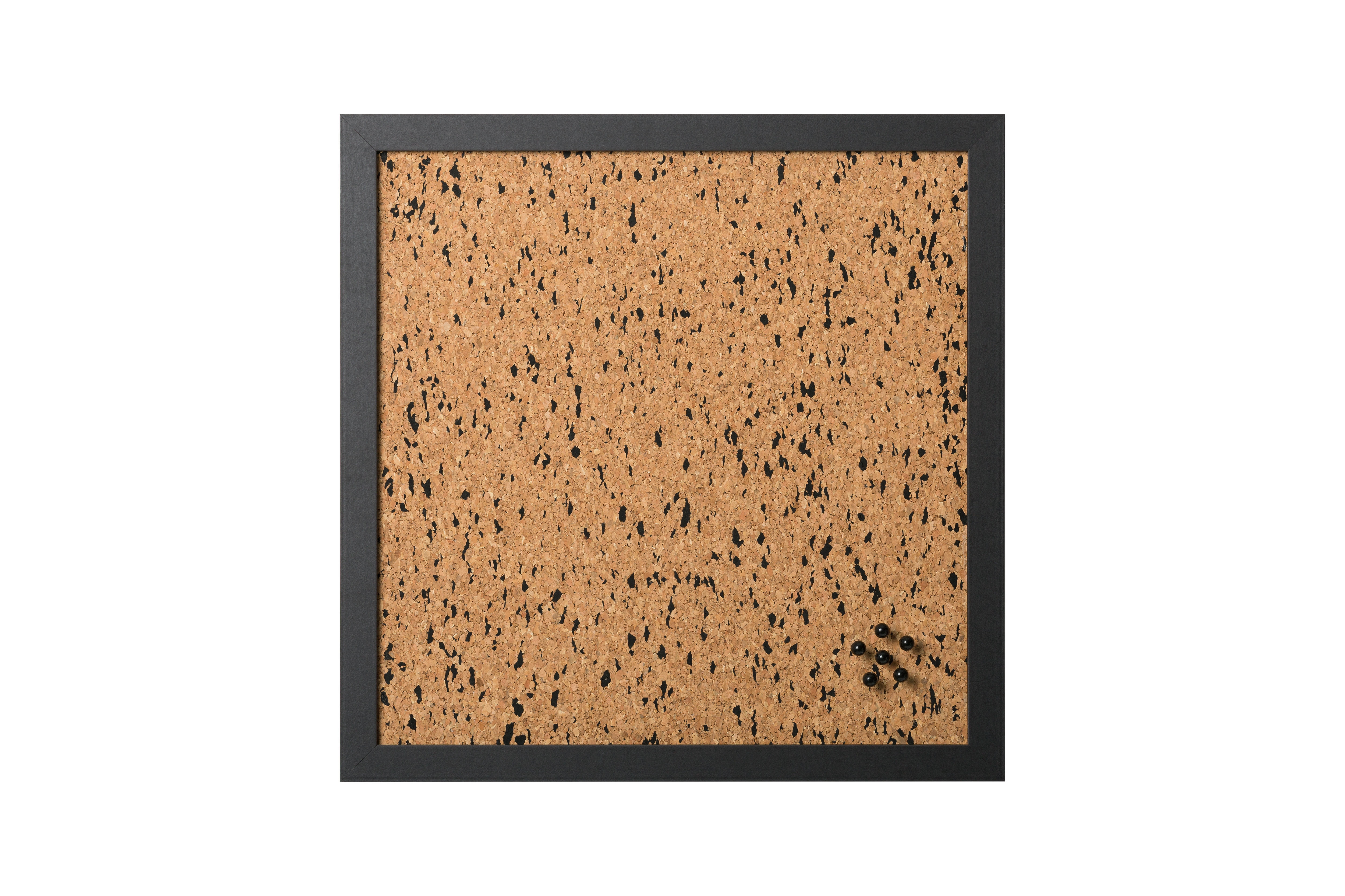 Black Speckled Cork Bulletin Board, MDF Frame, 18" x 18"