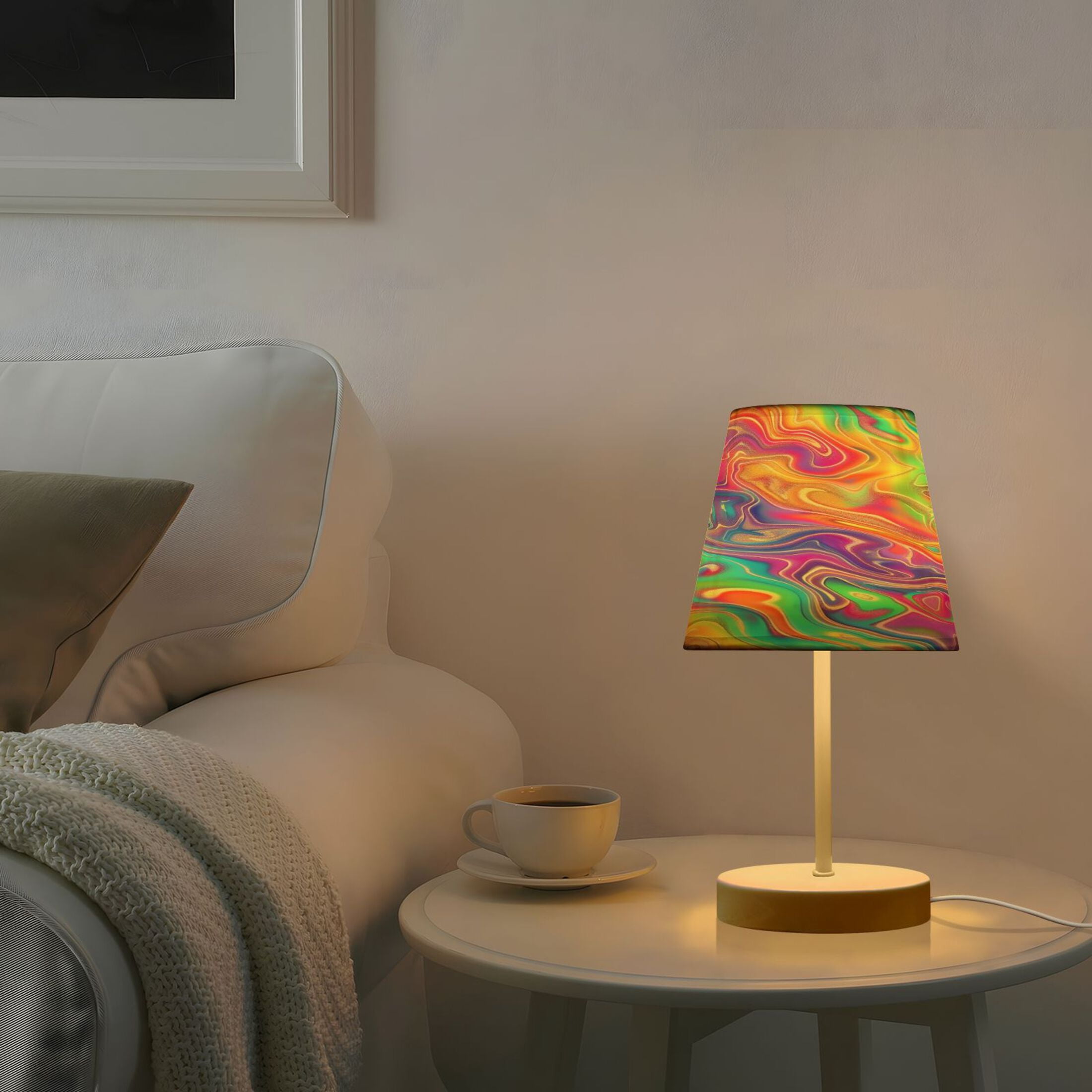 Rainbow Tie-dye Desk Lamp LED Table Nightstand Lamps with 3 Color Temperatures for Home Bedroom Living Room Decor 8x12