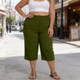 thumbnail image 4 of Diufon Womens Plus Size Capri Pants Summer Elastic High Waist Comfy Capris with Pockets Vacation Beach Trousers, 4 of 9