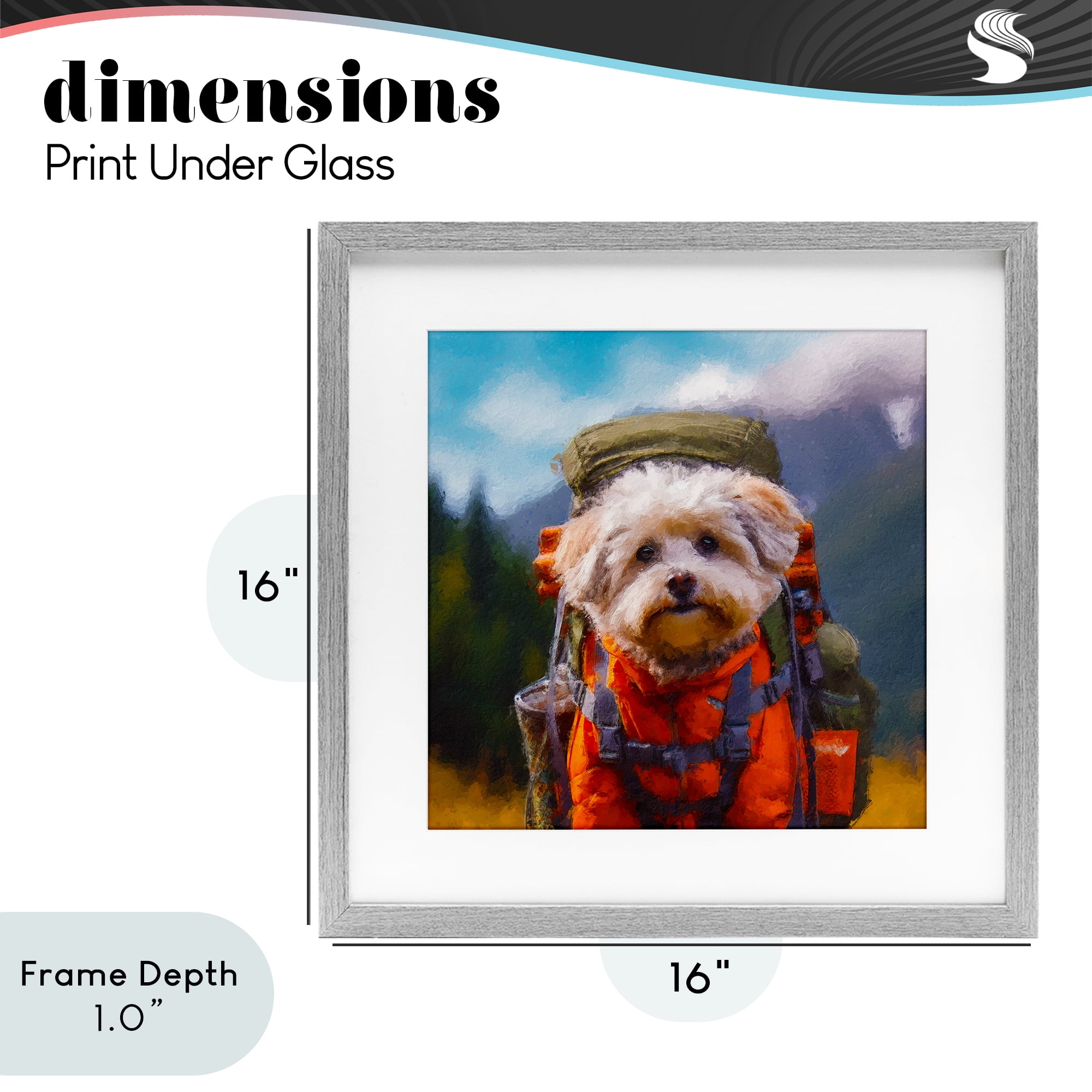 Stupell Industries Adventuring Hiker Dog Gray Framed Print Under Glass, design by Sean Parnell