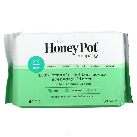 (4 Pack) The Honey Pot Company, Organic Everyday Herbal-Infused Pantiliners, 30 Count