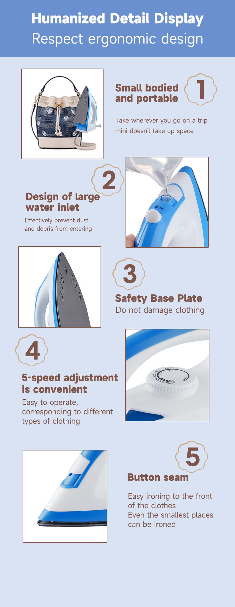 Compact Steam Iron, 1200 Watts, Non-Stick Soleplate, Powerful Shot of Steam, Horizontal or Vertical, Spray Mist, Precision Tip, White/black