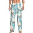 thumbnail image 2 of Picia White Geese and Flower Mens Soft Woven Cotton Elastic Waistband Sleep Pajama Pant Lounge Sleep Pant With Pockets And Drawstring-Small, 2 of 9