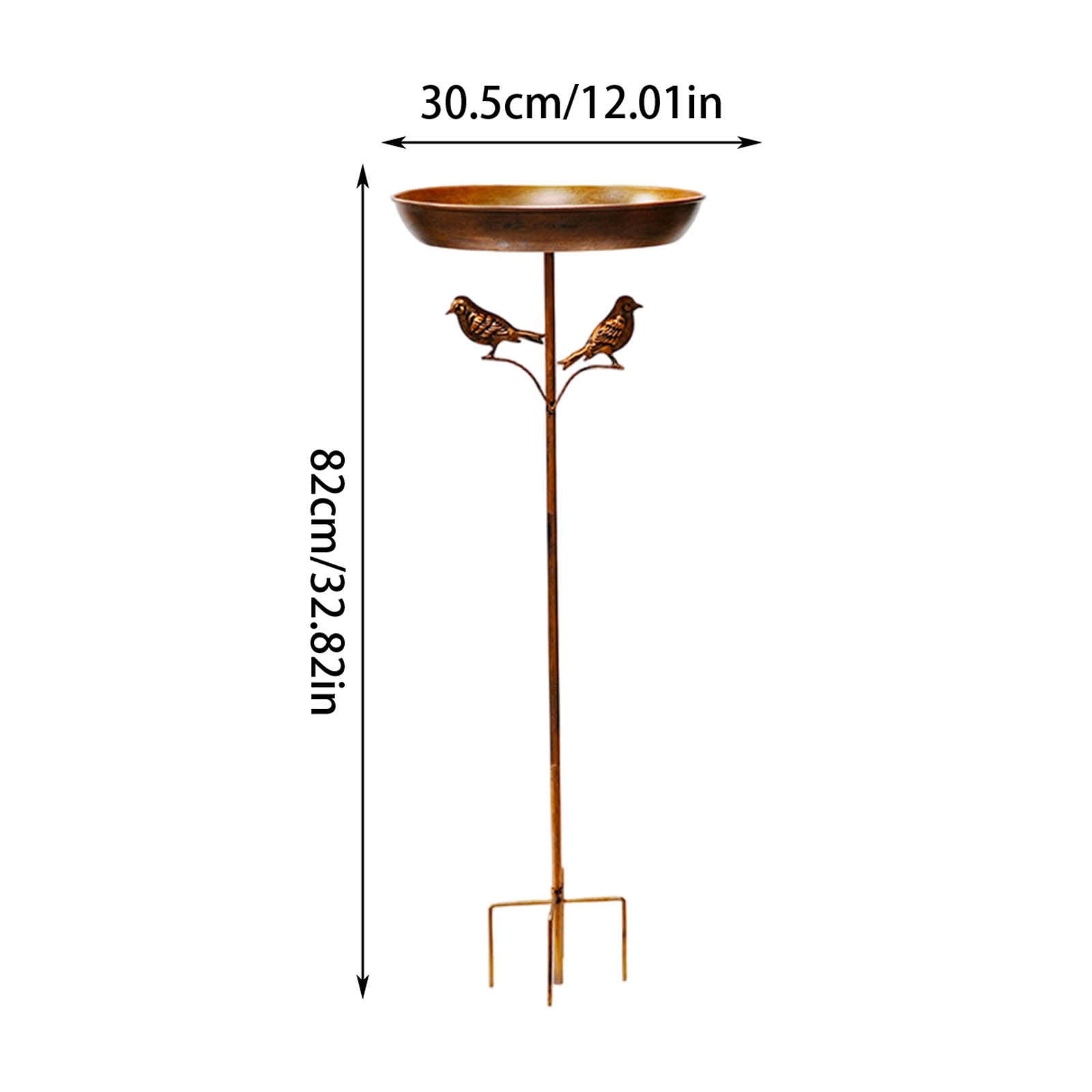 Bird Bath, Large Capacity Vintage Metal Bird Feeder, 33 Inch Outdoor Garden Bowl with Iron Stand Easy Install Clean