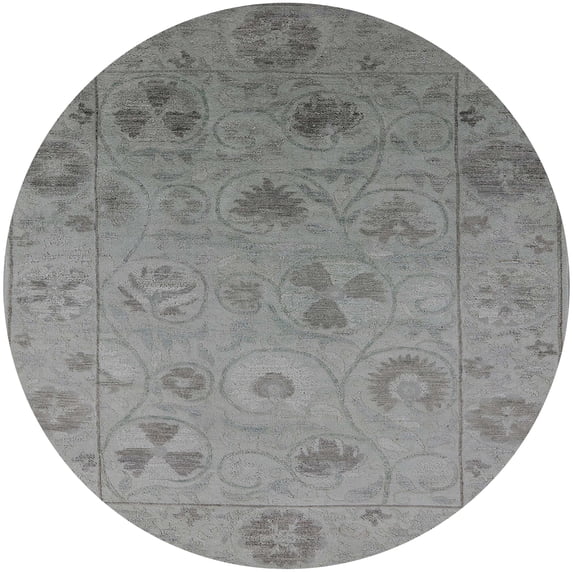 Ahgly Company Machine Washable Indoor Round Industrial Modern Sonic Silver Gray Area Rugs, 8' Round