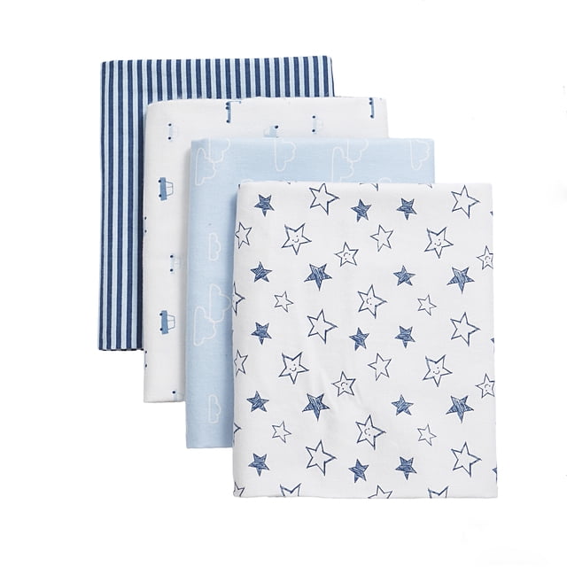 George Baby Boys Organic Cotton Flannel Receiving Blankets (4 Count)
