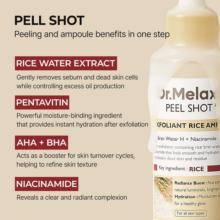 Peel  Glow Rice Ampoule Duo White rice ampoule+Black rice ampoule Soft Exfoliating Face and Body Scrub Dead Skin Cells, Blackheads Remover for All Skin Types