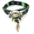 thumbnail image 3 of Fashion Weave Wrap Around Leather Bracelet Lady Woman Wrist  - green, 3 of 3