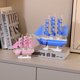 thumbnail image 4 of Adornos de velero de madera azul claro mediterráneo de navegación suave, decoración para el hogar, tienda, modelo de velero, artesanía, 4 of 5