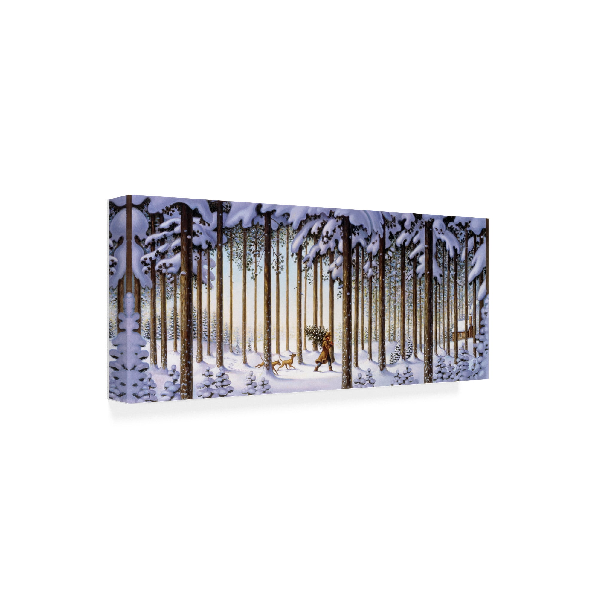 Trademark Fine Art 'Winter Scene Man With Tree' Canvas Art by Dan Craig