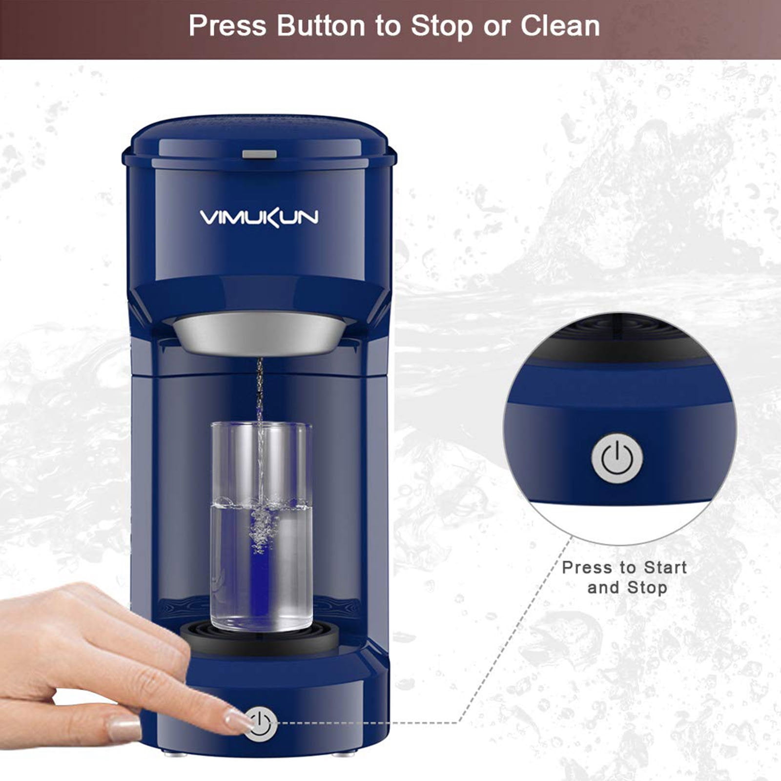 Single Serve Coffee Maker for K-Cup Single Cup Capsule and Ground Coffee,Coffee Brewer Single Cup Coffee Makers with 6 to 14oz Reservoir, Mini Size, Blue
