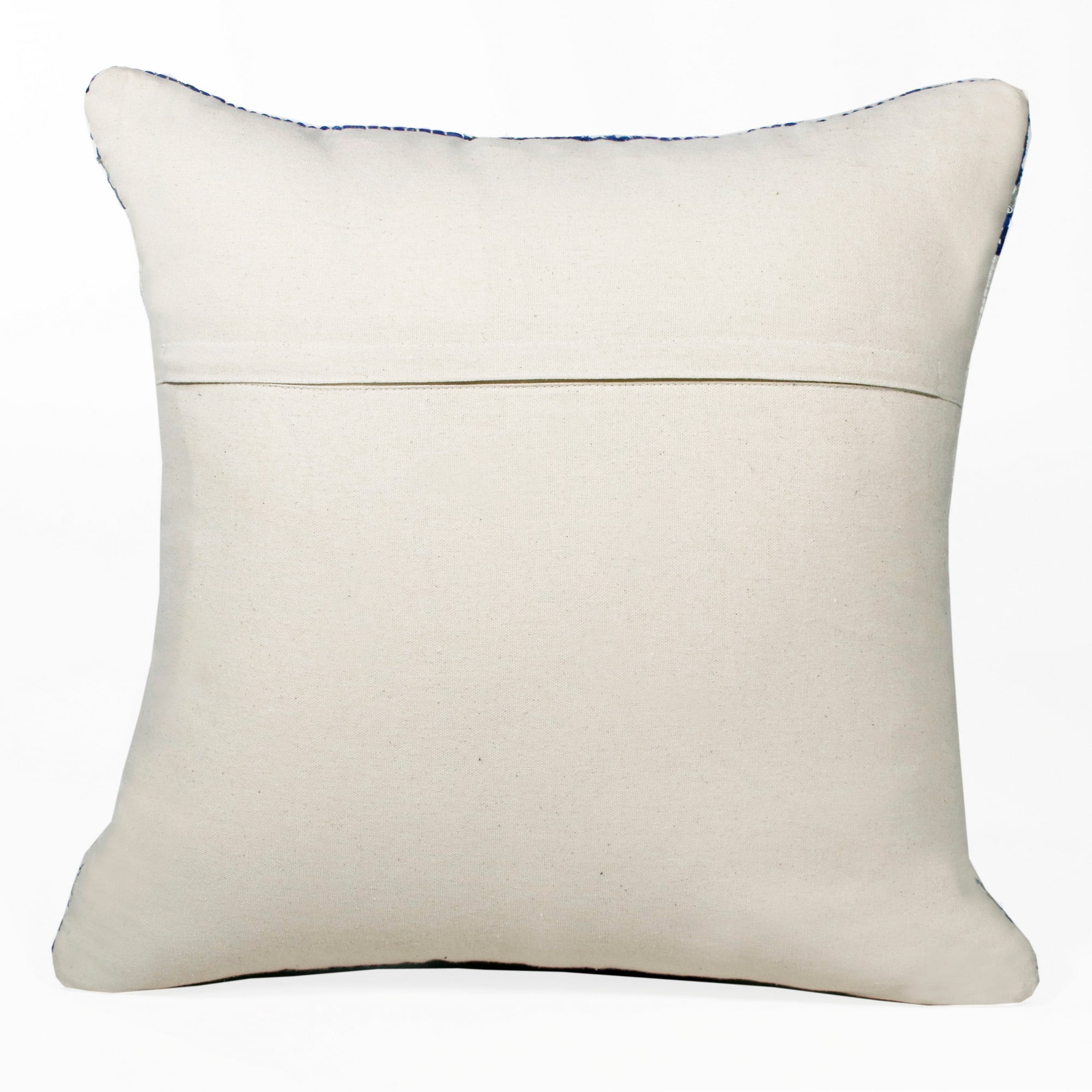 Laddha Home Designs Handwoven Tribal Geometric Throw Pillow Cover - 20" - Blue and Gray