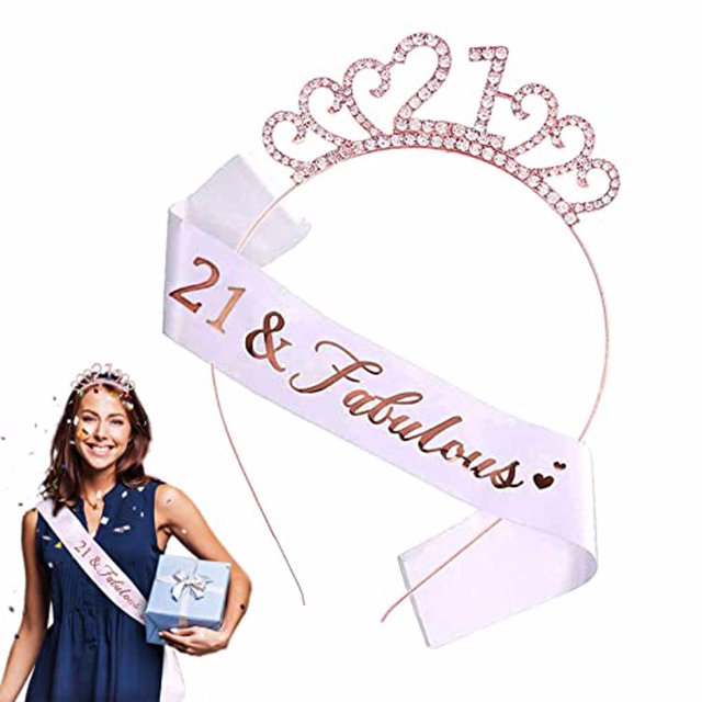 Diadema de cumpleaños Moyic resistente al desgaste cinta brillante tocado de diamantes de imitación