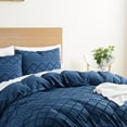 thumbnail image 5 of Nestl Boho 3 Piece Duvet Cover Set, Tufted Embroidery Double Brushed Duvet Cover with Button Closure with 2 Pillow Shams, Twin (68"x90") - Navy, 5 of 8