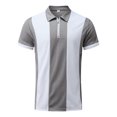thumbnail image 2 of HBFAGFB Half Zip Pullover Men Casual Lapel Short Sleeves Color Block Tops Work Shirts Grey Size S, 2 of 5