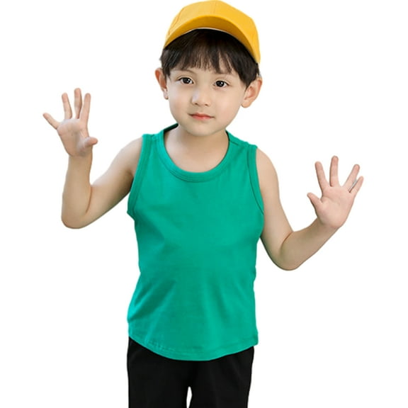 KYAIGUO Toddler Baby Girls Boys Summer T-Shirt Vest Clothes Kids Sweat Absorbent Waistcoat Tops 9M-10T Unisex Solid Color Sleeveless Bottoming Shirt