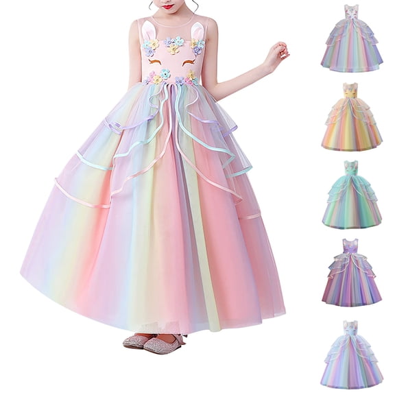 Gunia Flower Girl Dresses For Wedding Sleeveless Casual Fashion Princess Prom Dresses Formal Pink Dress For Girls 3-14 Y