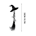thumbnail image 3 of Gothic Witch Broomstick & Black Hat Metal Wall Decor - 2D Indoor Iron Witch Accessory, 3 Size Options, for Witches & Fantasy Lovers, 3 of 5