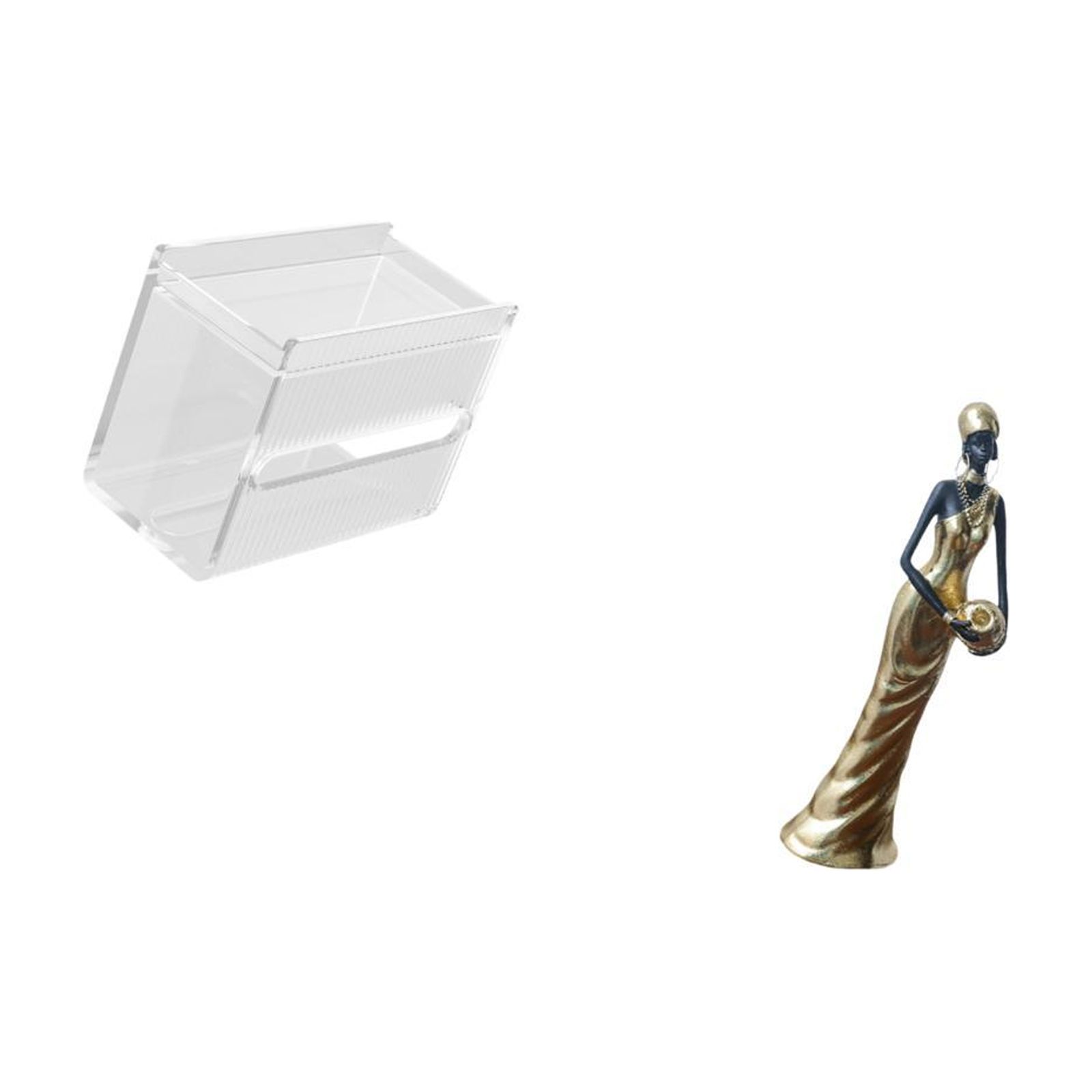 Fiocias Acrylic Toilet Paper Storage Box Modern Paper Towel Dispenser Wall Mounted Toilet Tissue Paper Holder African Tribal Lady Statue African Women Figurin