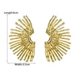 thumbnail image 6 of Mightlink 1 Pair Women Ear Studs Sun Flower Shape Hollow Stainless Electroplated Anti-slip Anti-allergy Lightweight Ear Decoration Jewelry Smooth Stud Earrings, 6 of 7