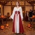 thumbnail image 6 of Renaissance Costume, Renaissance Costume Women, Victorian Dress, Renaissance Dress Women, Women's Renaissance Medieval Costumes Dress Trumpet Sleeves Gothic Retro Gown, Wine XL, 6 of 6