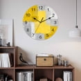 thumbnail image 3 of Wall Clock Yellow Painting Clocks PVC Silent Non-Ticking Battery Operated Decorative Grey Abstract Graffiti Art Round Clock for Home Living Room Kitchen Bedroom Office School Wall Decor 10 Inch, 3 of 9