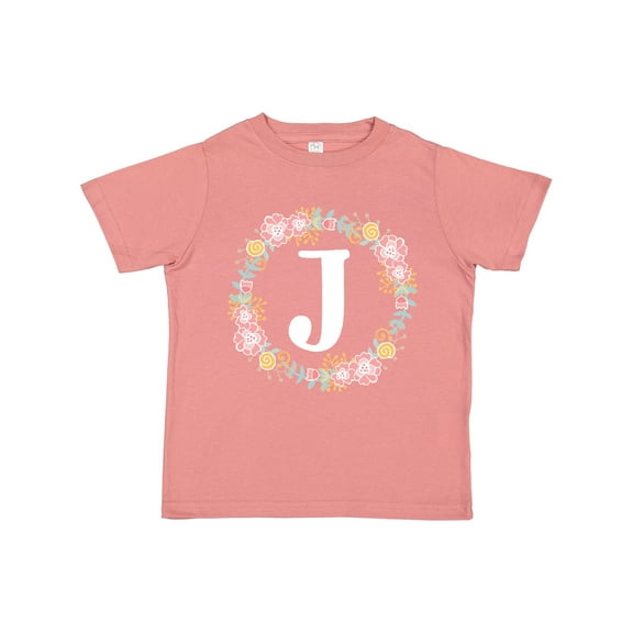 Inktastic Monogram Letter J Floral Rose Wreath Girls Toddler T-Shirt