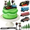 13 Pieces Train Cake Toppers Train Cake Decorations Train Birthday Party Supplies Mini Train Toy Set Train Track Traffic Lights Cake Topper for Birthday Railway Steam Train Theme Party (Vivi